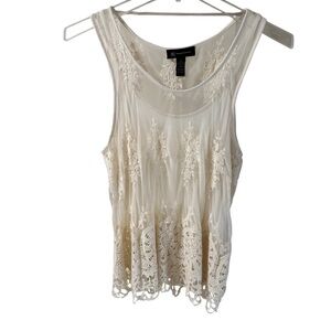 I.N.C. International Concepts Cotton Blend Cream Lace Tank Top